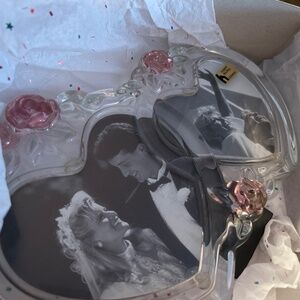 Lead crystal heart wedding frame
